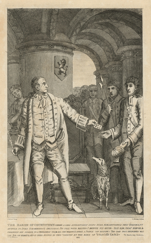 The Baron of Courtstown returned this indignant answer to Duke Schomberg's emissary (engraving)