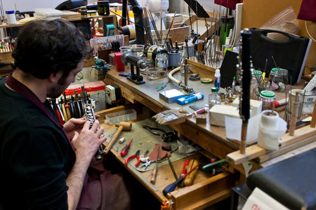 Marigaux oboe assembly, maintenance and repair workshop in Paris, 2012 (photo)