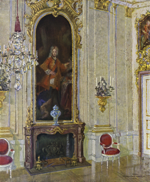 Banqueting Hall in Castle Ansbach, Built by Leopold Retti 1713-28 (colour litho)