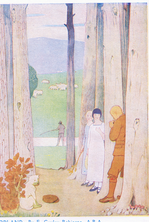 Sprintime by stream and woodland, illustration from My Magazine (Arthur Mee), c.1920-30 (colour litho)
