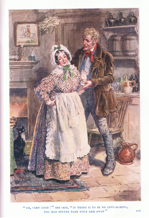 "Oh, very good!" she said, "If there is to be no love making, you better take your arm away (colour litho)