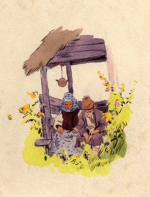 Illustration from 'The Snow Maiden', Russian Fairytale adapted by Natalia Zabila (gouache on paper)