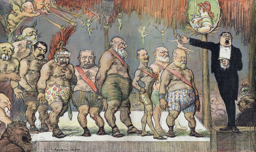 The Versailles match - Caricature about presidential elections from "The Smile", 1913 (print)
