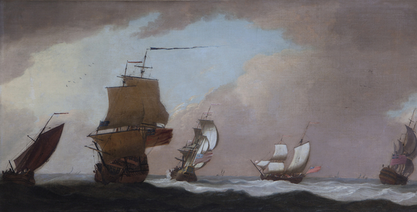 Four British Warships and a Fishing-smack in a Strong Wind