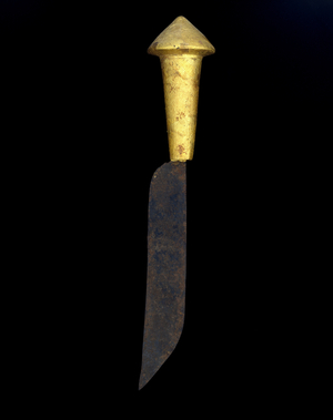 Knife, c. 1950 (iron, wood, and gold leaf)
