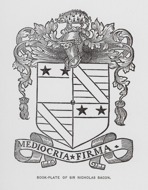 Book-plate of Sir Nicholas Bacon (engraving)