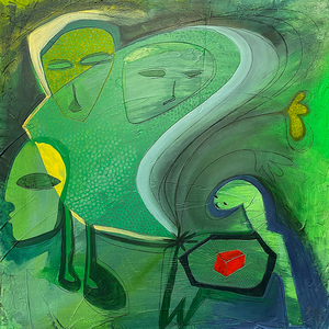 But What's In Jack's Box, 2021,(acrylic and plaster on hardboard)