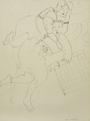 Odalisques with Checkerboard, c.1928 (pen and black ink on paper)