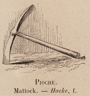 Le Vocabulaire Illustre: Pioche; Mattock; Hacke (engraving)