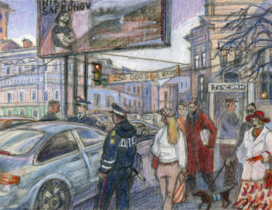 No Parking, 2008 (coloured pencil on paper)