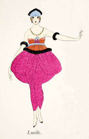 Lucile - Design for a dress (pochoir print)
