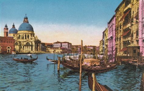 Venezia/Venice: Canal Grande Con la Chiesa Della Salute e Il Traghetto S Marco (coloured photo)