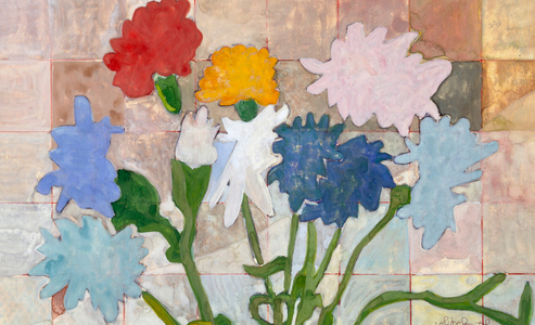 Flowers #1, by Marilee Whitehouse-Holm (born 1949), acrylic, Private Collection