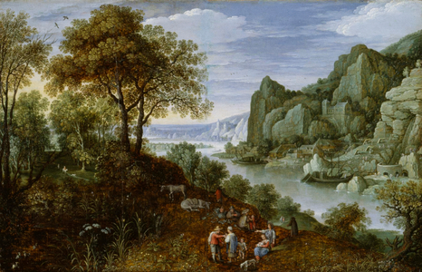 River Landscape with Mining, 1620-29 (oil on panel)