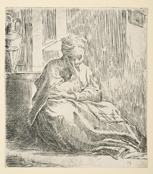 Woman seated on the ground, known as Saint Thais (Etching)