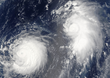 Typhoon Mawar And Tropical Cyclone Guchol, Western Pacific, In 2005, True Colour Satellite Image
