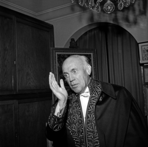 Jean Lurcat during Fitting of his Academician Suit at Max Evzline October 22, 1964 (b/w photo)