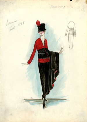 Dress, Lanvin, Fall 1917 (pencil & watercolour on paper)