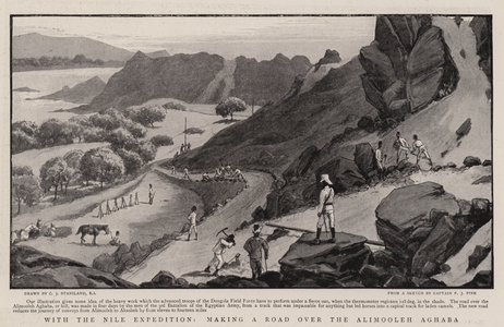 With the Nile Expedition, making a Road over the Alimooleh Aghaba (litho)