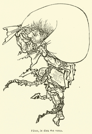 Futen, le dieu des vents (engraving)