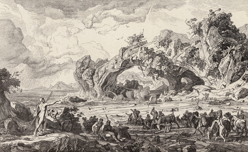 Kiling of the sacred cattle of Helios (engraving)