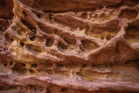 Sandstone rocky front in Tassili n'Ajjer, Tadart Rouge, Tassili n'Ajjer, Algeria, 2000 (photo)