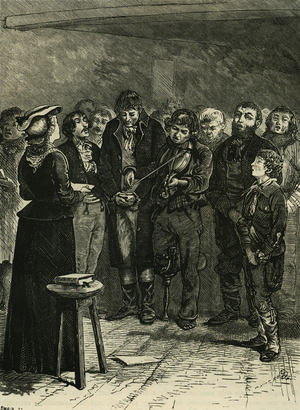 Sarah Martin (1791-1843) English prison visitor conducting Sunday morning in Yarmouth jail.
