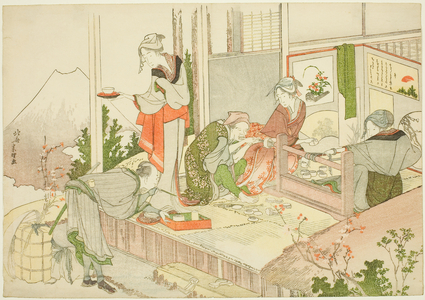An Artisans Shop, from the album The Mist of Sandara (Sandara kasumi), 1798 (colour woodblock print; album plate)