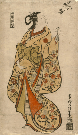 Courtesan Likened to the Chinese Sage Zhang Guolao (Japanese: Chokaro), c.1715 (hand-colored woodblock print; o-oban, tan-e)