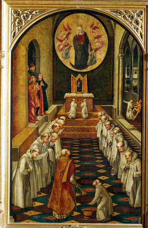 The Virgin appears to a community of Dominican monks and blesses them … (painting on wood)