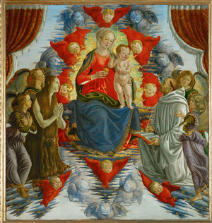 La Vierge et l' enfant entoures d' anges, de sainte Marie-Madeleine et de saint Bernard - Madonna and child among angels …