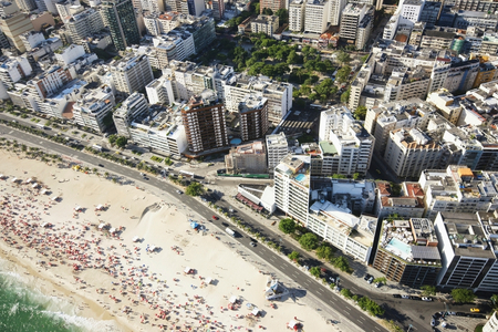 Brazil, Aerial view of coastline and city, Rio de Janeiro (photo)