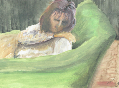 Jane asleep on couch, 1998, (acrylic on paper)