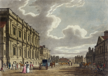 Whitehall, Westminster in London (coloured aquatint)