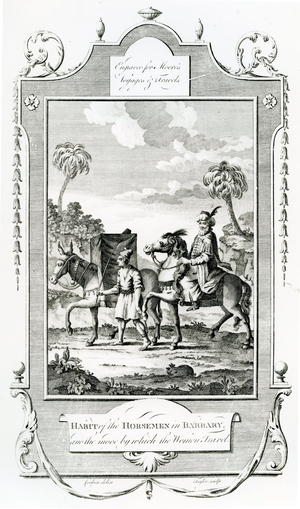 Habit of the Horsemen in Barbary, illustration taken from Moore's Voyages and Travels,