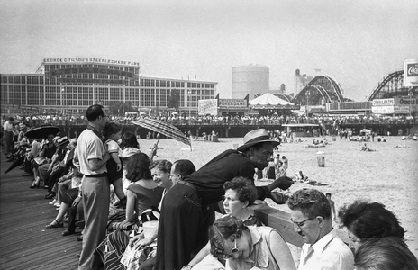 The Boardwalk From Steeplechase Pier of Coney Island in summer, 1956 (photo)