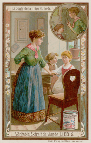 Stepmother Sends Her Daughter To Frau Holle (chromolitho)