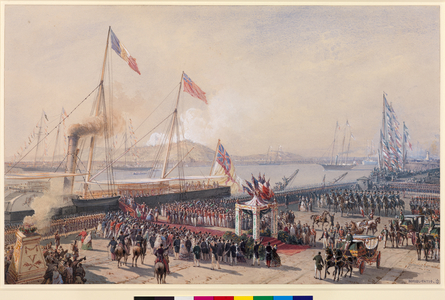 Queen Victoria landing at Boulogne, 18 August 1855, c.1855 (w/c on paper)