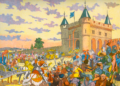 Isabeau of Bavaria entering Paris on a litter, 1912 (drawing)