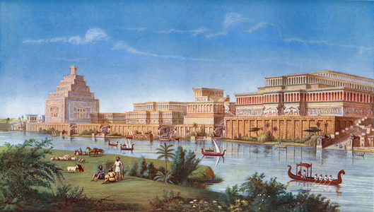 Majestic Palaces of Ancient Assyria's Great Capital Nineveh as it was more than twenty-five centuries ago (colour litho)