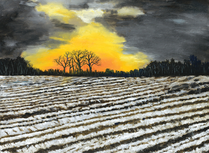 December Sunset, 1989 (oil on board) 