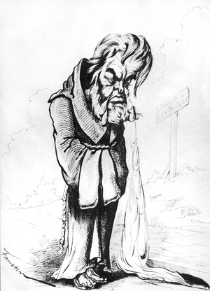 Caricature of father Jules Favre around 1870-1871 minister of foreign affairs at National Defence Government France, context of the French-prussian war, drawing
