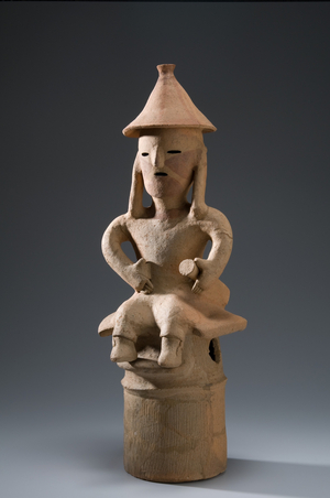 Haniwa Seated Man, c.500 (low-fired clay with cinnabar pigment)
