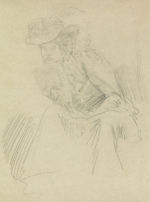 Study of Ida with head on hand (pencil on paper)