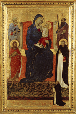 Virgin and Child enthroned with Saints Peter, Paul, John the Baptist, Dominic and a donor, 1325-35 (tempera on panel)