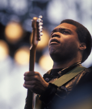 Oslo June 23, 1987. Blues artist Robert Cray in action at Valle Hovin …, 1987 (photo)