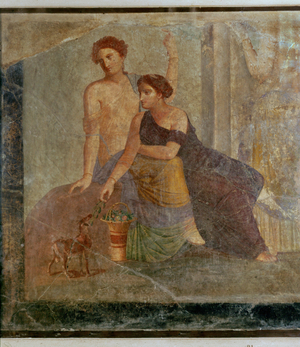 Fragment of a mural from Pompeii: mystic scene ...