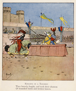 Knights in a Tourney (colour litho)