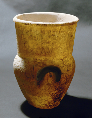 Jug with traces of blue and red paint (ceramic)