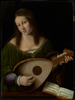 Lady Playing a Lute, c.1530 (oil on panel)
